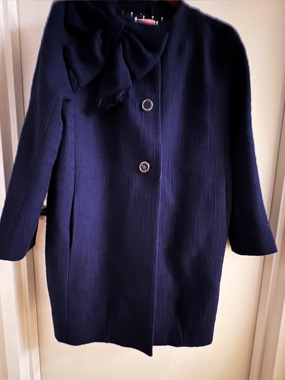 kate spade Navy Bow-Detail Pea Coat